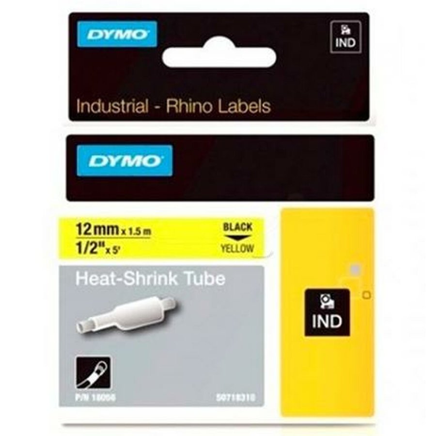 Lamineret tape til mrkningsmaskiner Rhino Dymo ID1-12 Gul Sort 12 x 1,5 mm (5 enheder) #2