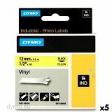 Lamineret tape til mrkningsmaskiner Rhino Dymo ID1-12 12 x 5,5 mm Sort Gul Lim Auto bindemidler (5 enheder) #1