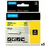 Lamineret tape til mrkningsmaskiner Rhino Dymo ID1-19 19 x 3,5 mm Sort Gul Auto bindemidler (5 enheder) #1