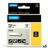 Lamineret tape til mrkningsmaskiner Rhino Dymo ID1-9 Hvid Sort 9 x 5,5 mm Lim (5 enheder) #1