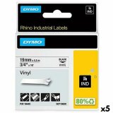 Lamineret tape til mrkningsmaskiner Rhino Dymo ID1-19 19 x 5,5 mm Sort Hvid Lim Auto bindemidler (5 enheder) #1