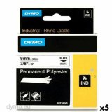 Lamineret tape til mrkningsmaskiner Rhino Dymo ID1-9 9 x 5,5 mm Sort Polyester Hvid (5 enheder) #1