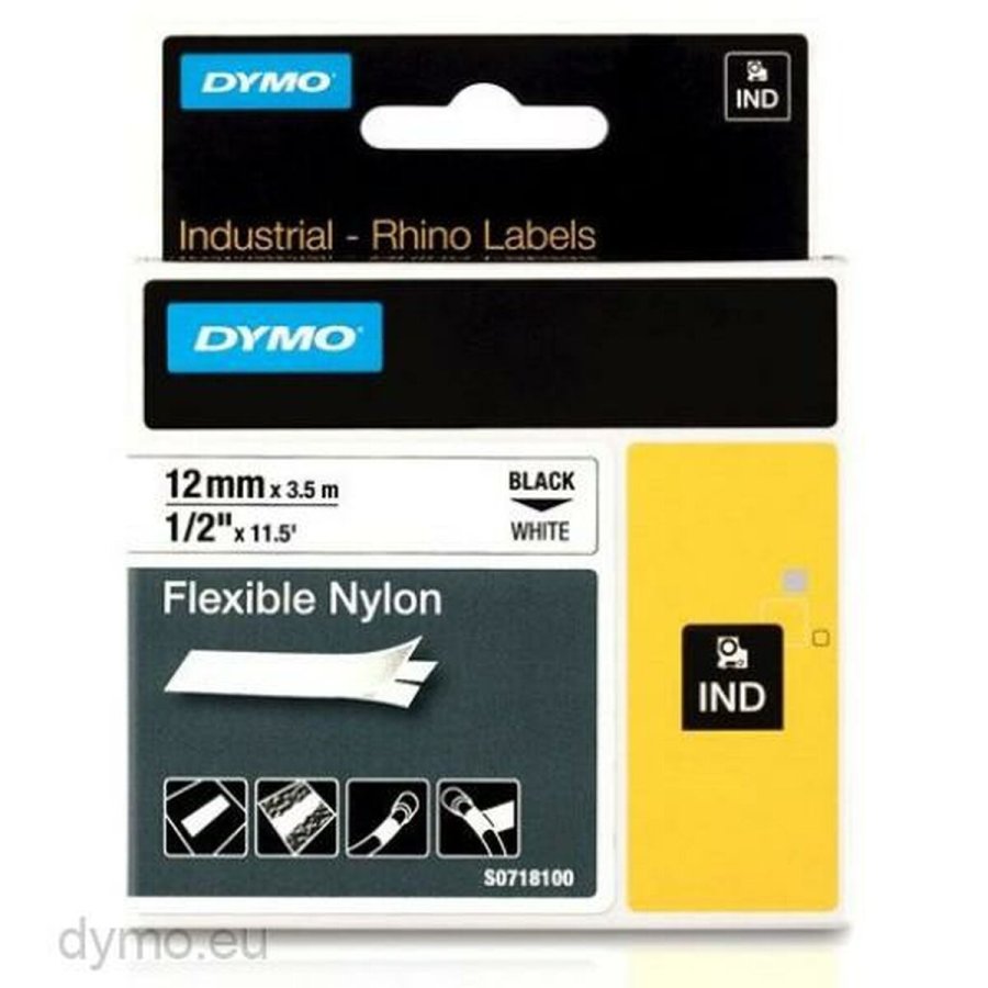 Lamineret tape til mrkningsmaskiner Rhino Dymo ID1-12 12 x 3,5 mm Sort Hvid Auto bindemidler (5 enheder) #2