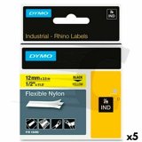 Lamineret tape til mrkningsmaskiner Rhino Dymo ID1-12 Gul Sort 12 x 3,5 mm Auto bindemidler (5 enheder) #1