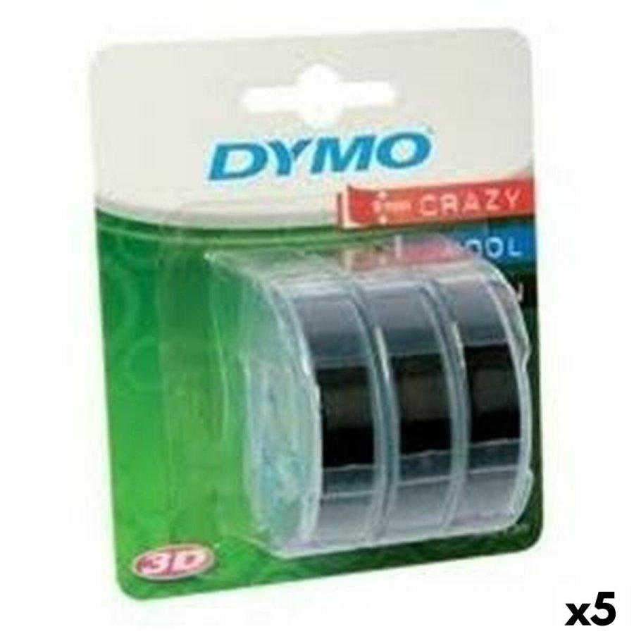 Lamineret tape til mrkningsmaskiner Dymo 84773 9 mm x 3 m Sort Hvid (5 enheder) #1
