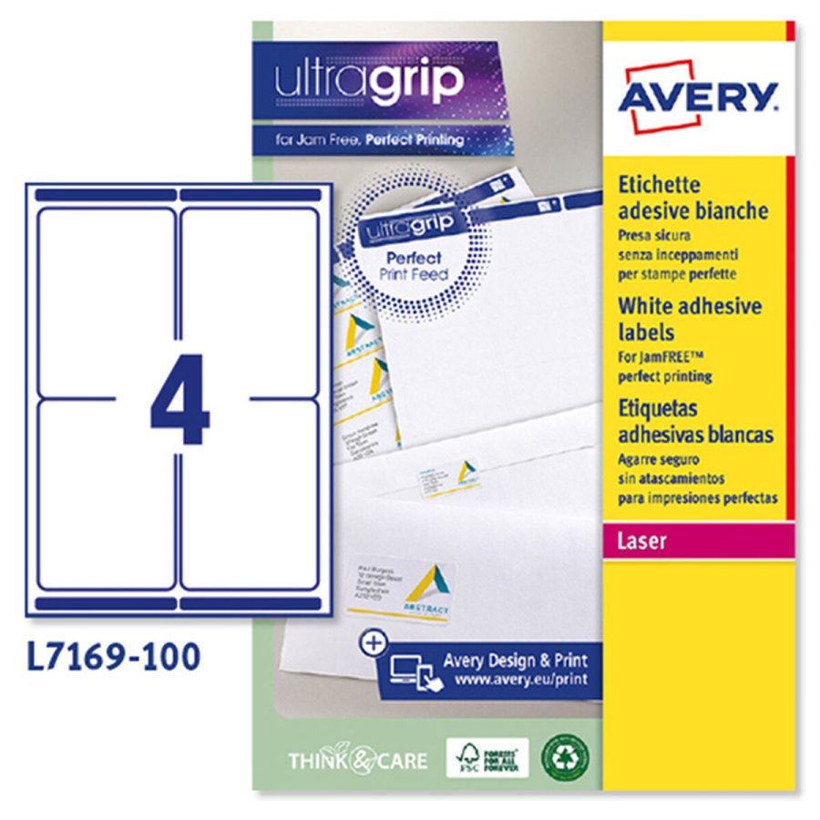 Printer labels Avery L7169 Hvid 100 Ark 99,1 x 139 mm (5 enheder) #2