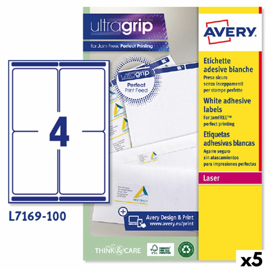 Printer labels Avery L7169 Hvid 100 Ark 99,1 x 139 mm (5 enheder) #1