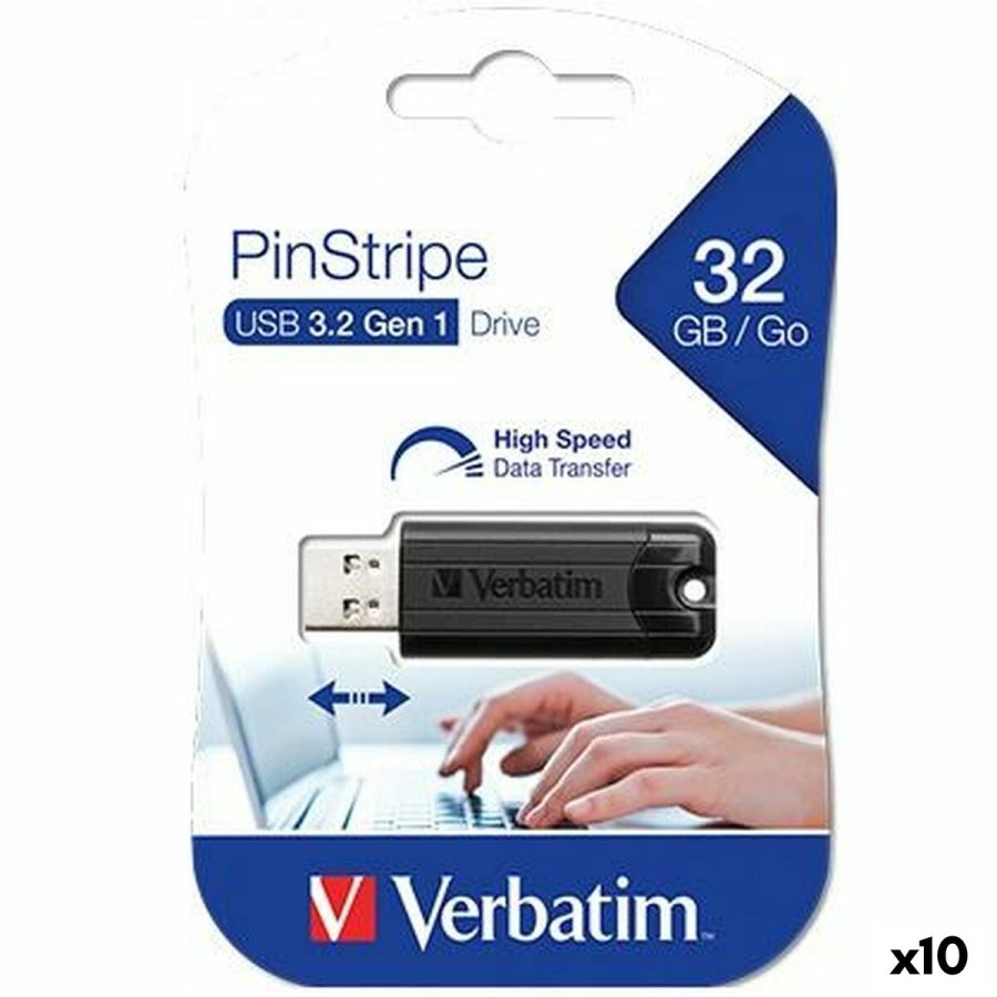 USB-stik Verbatim Pinstripe Sort 32 GB #1