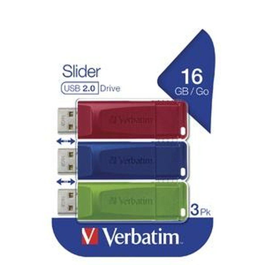 USB-stik Verbatim SLIDER Multifarvet 16 GB 3 Dele (5 enheder) #2