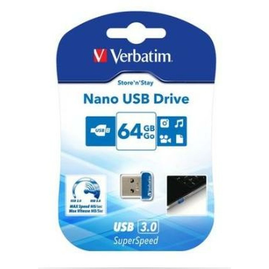USB-stik Verbatim NANO STORE'N'STAY Bl Sort 64 GB (10 enheder) #2