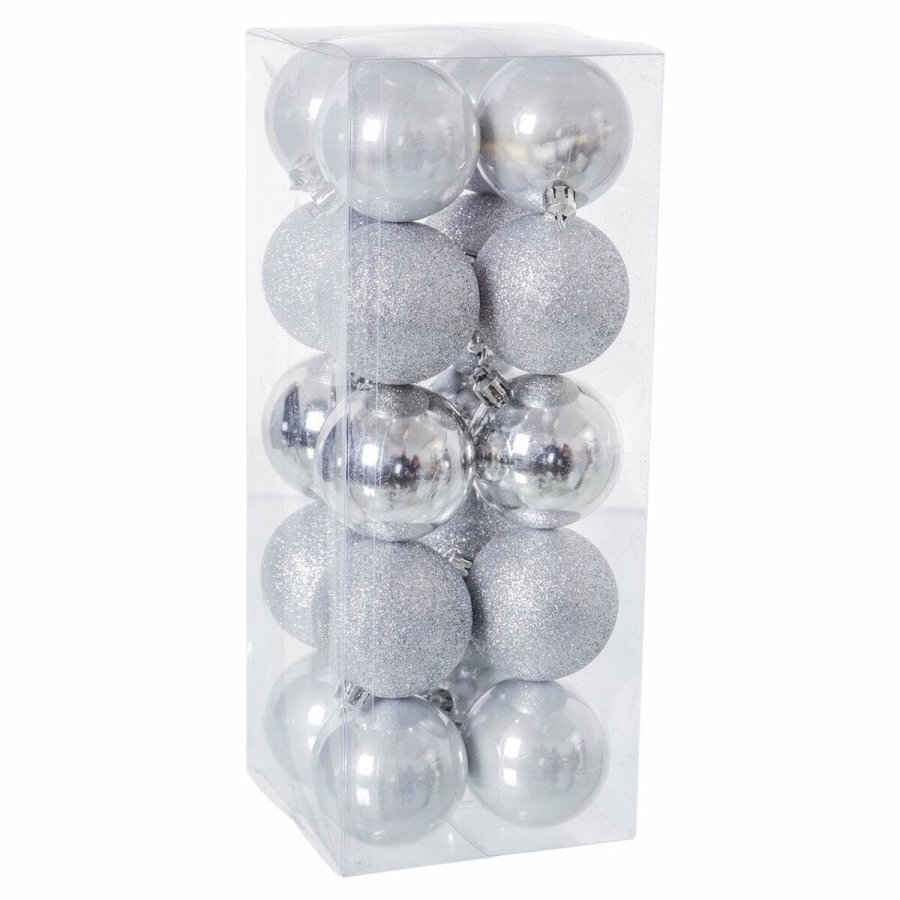 Julekugler S�lvfarvet Plastik 6 x 6 x 6 cm (20 enheder) #1