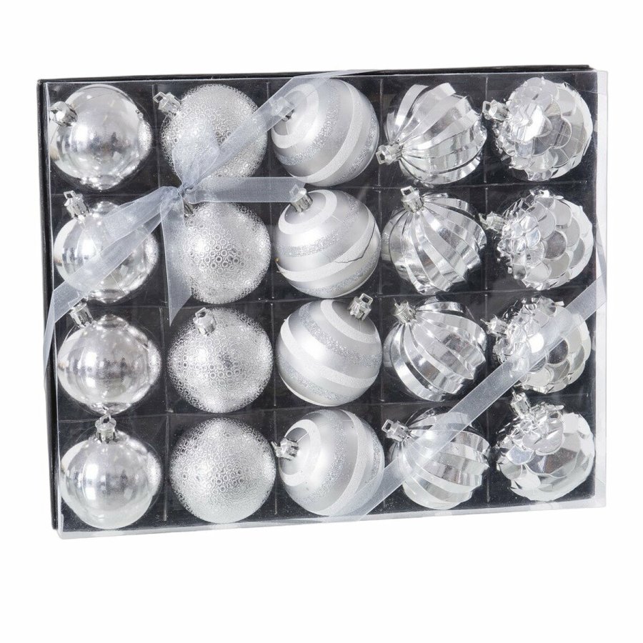 Julekugler Slvfarvet Plastik 6 x 6 x 6 cm (20 enheder) #1