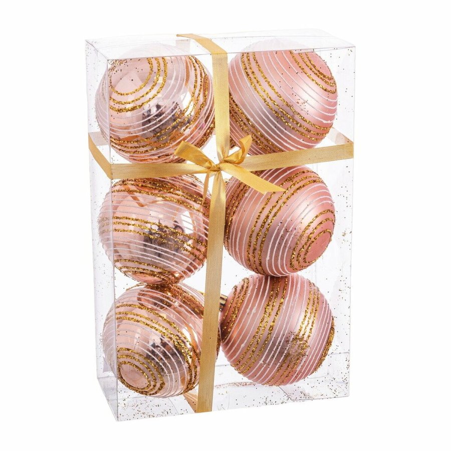Julekugler Pink Plastik Spiral 8 x 8 x 8 cm (6 enheder) #1