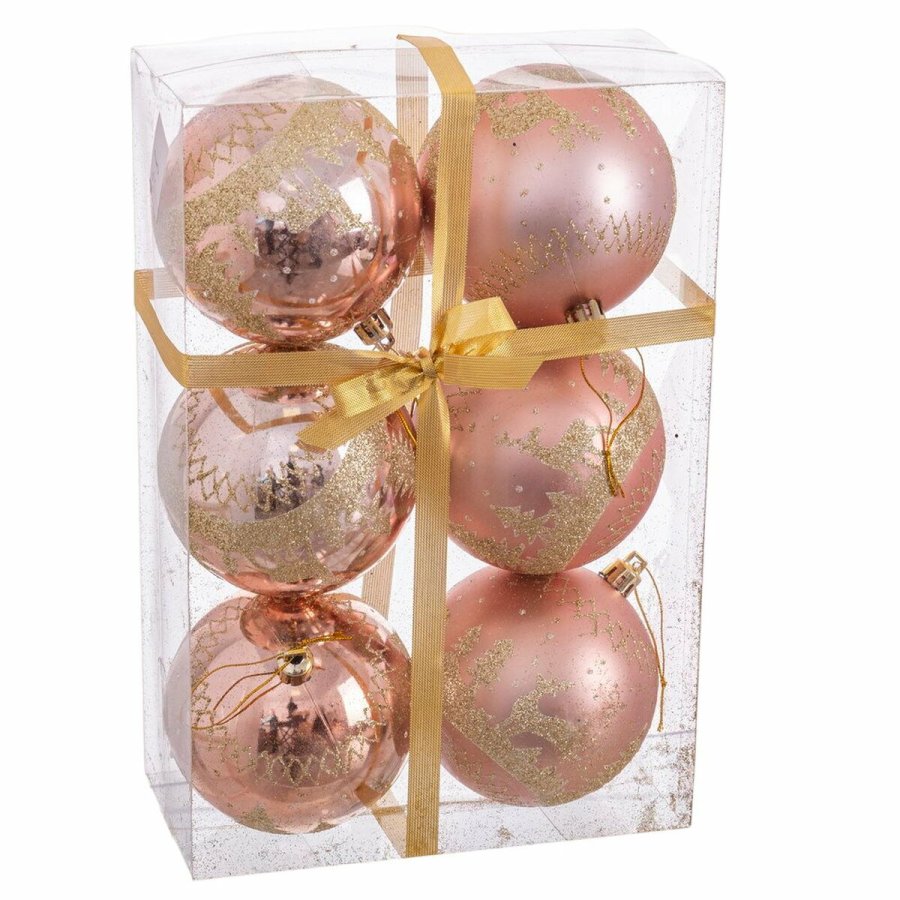 Julekugler Pink Plastik Hjort 8 x 8 x 8 cm (6 enheder) #1
