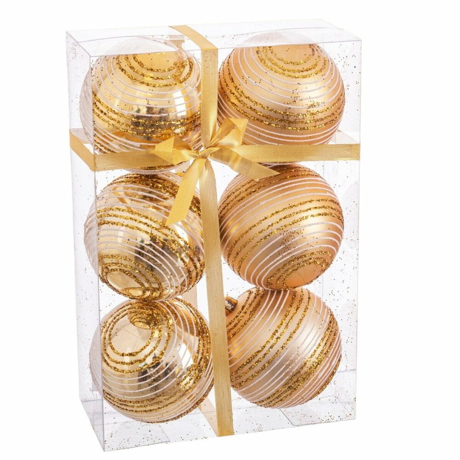 Julekugler Gylden Plastik Spiral 8 x 8 x 8 cm (6 enheder) #1