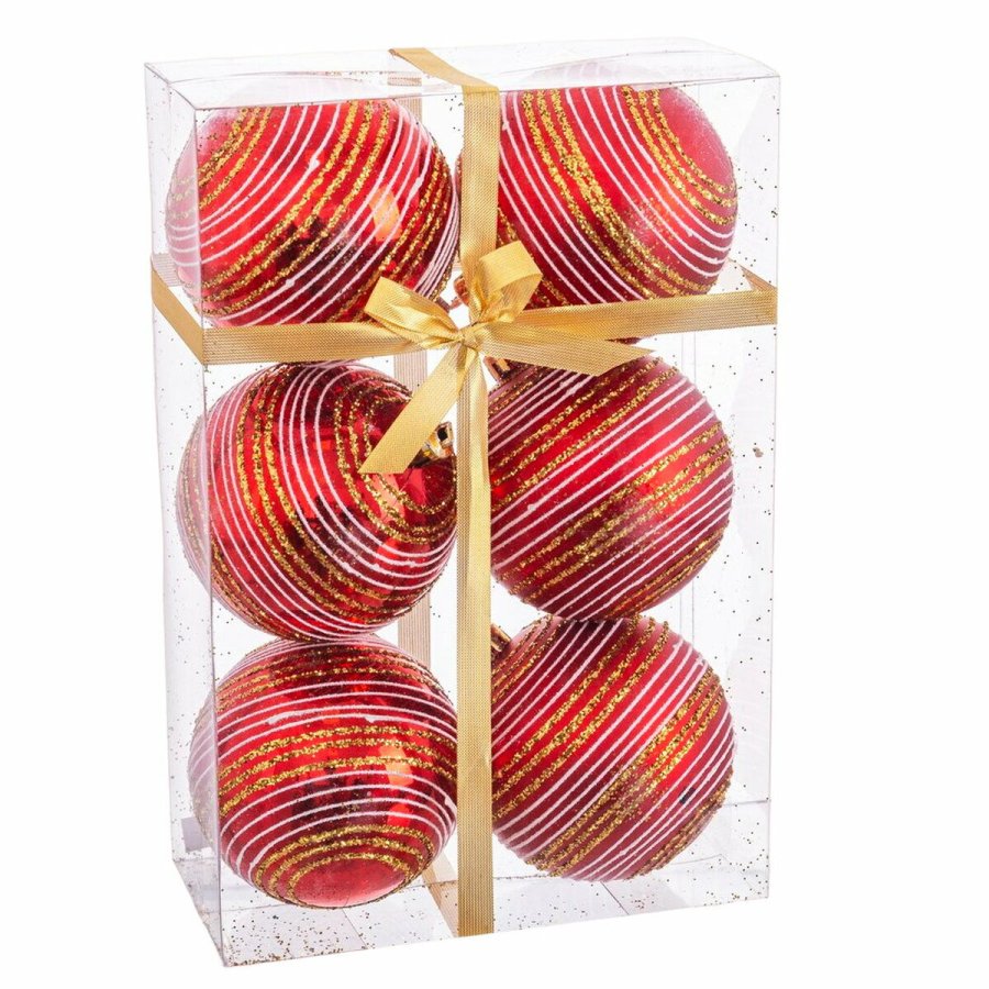 Julekugler Rd Plastik Spiral 8 x 8 x 8 cm (6 enheder) #1