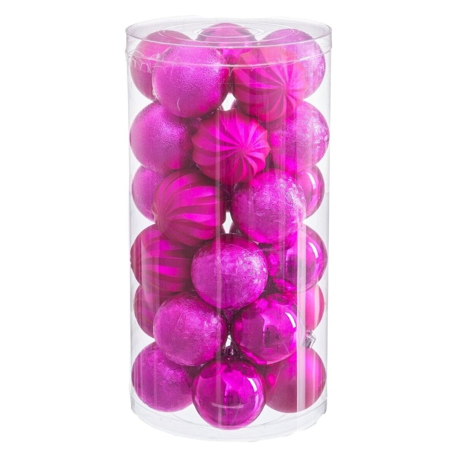 Julekugler Fuchsia Plastik  6 cm (30 enheder) #5