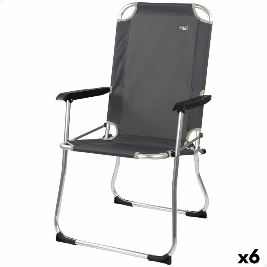 Sammenklappelig campingstol Aktive Mrkegr 45 x 91 x 47 cm (6 enheder) #1