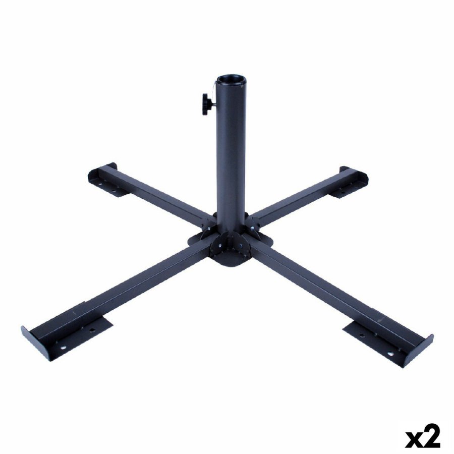 Fod for strandparasol Aktive 86 x 34 x 86 cm Sort Metal (2 enheder) #1