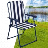 Polstrede Campingstol Aktive Stribet Hvid Marinebl 43 x 85 x 47 cm (4 enheder) #3