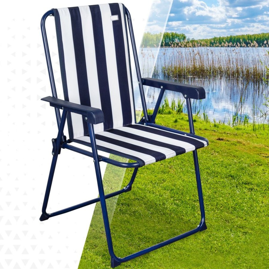 Polstrede Campingstol Aktive Stribet Hvid Marinebl 43 x 85 x 47 cm (4 enheder) #3