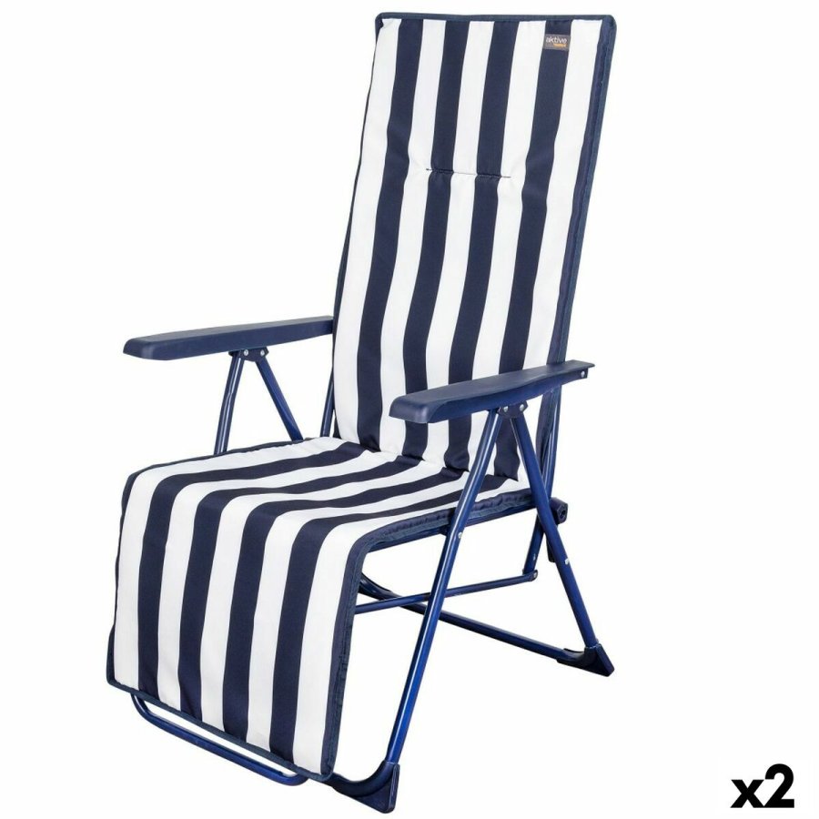 Lealnik Aktive Hvid Marinebl� Indstillelig Stribet 147 x 70 x 48 cm (2 enheder) #1