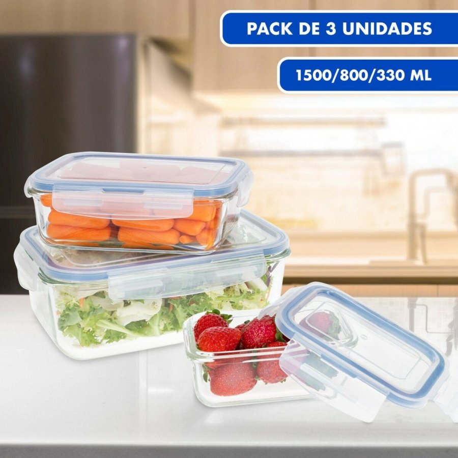 St med stabelbare hermetiske kkkenbeholdere Max Home 6 enheder 23 x 7,5 x 17,5 cm #3