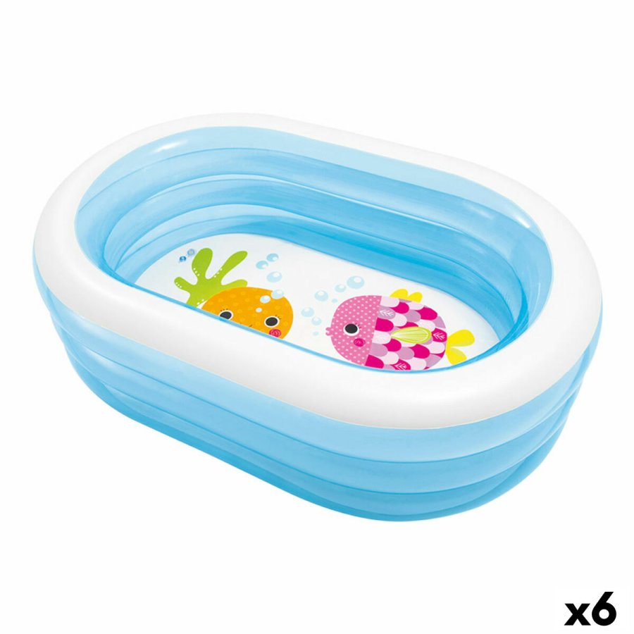 Oppustelig Pool til Brn Intex Oval Bl Hvid 230 L 163 x 46 x 107 cm (6 enheder) #1