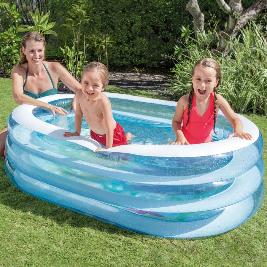 Oppustelig Pool til Brn Intex Oval Bl Hvid 230 L 163 x 46 x 107 cm (6 enheder) #15