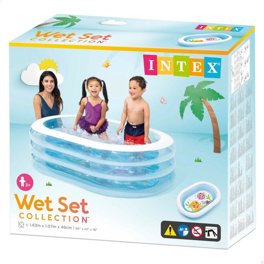 Oppustelig Pool til Brn Intex Oval Bl Hvid 230 L 163 x 46 x 107 cm (6 enheder) #22