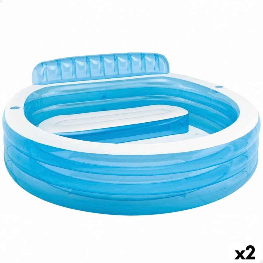 Oppustelig Pool Intex Lnestol Bl Hvid 590 L 229 x 79 x 218 cm (2 enheder) #1