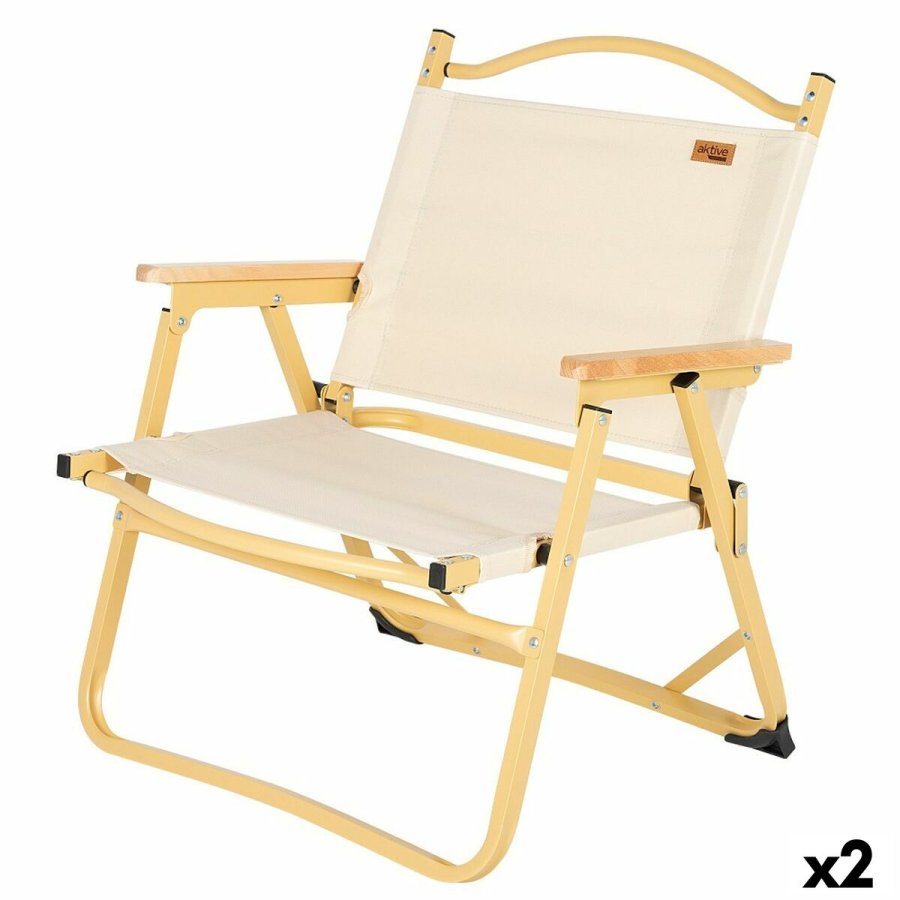 Sammenklappelig campingstol Aktive Sabana 47 x 62 x 42 cm (2 enheder) #1