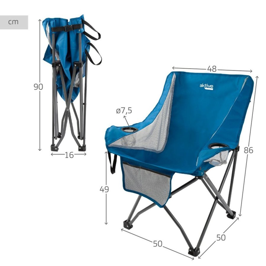 Sammenklappelig campingstol Aktive Bl 48 x 86 x 50 cm (2 enheder) #29