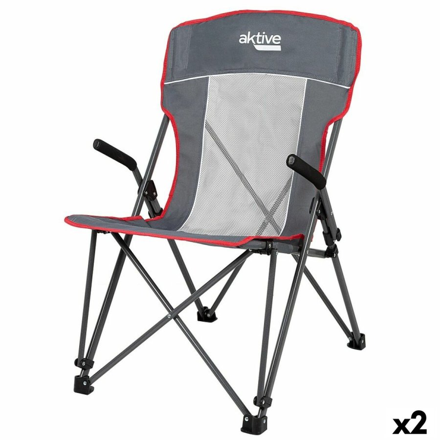 Sammenklappelig campingstol Aktive Gr 59 x 97 x 68 cm (2 enheder) #1