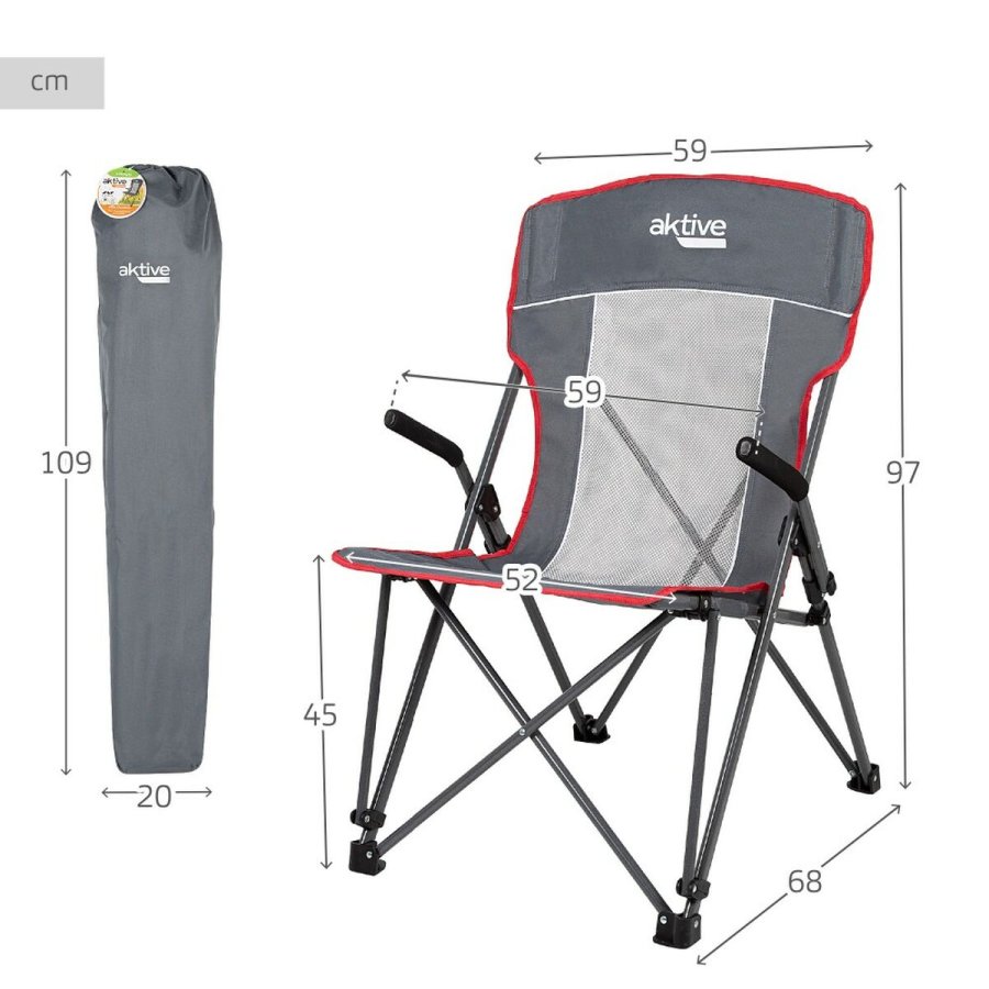Sammenklappelig campingstol Aktive Gr 59 x 97 x 68 cm (2 enheder) #29