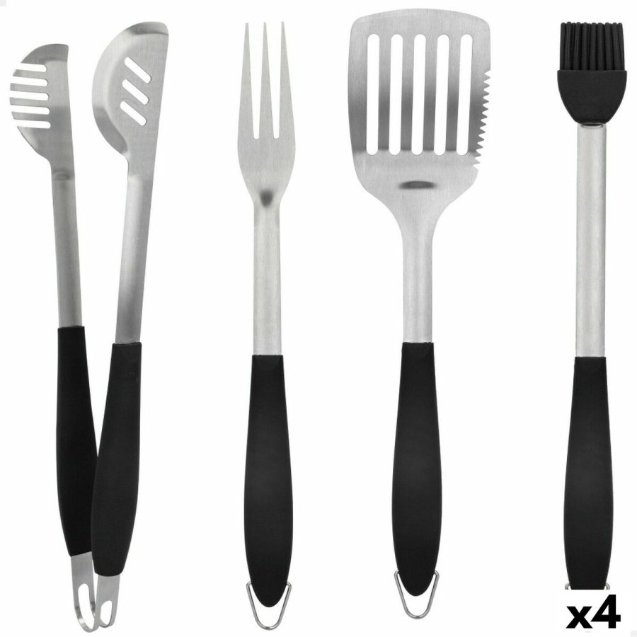 St med grillredskaber Aktive 4 Dele Havegrill Rustfrit stl 10 x 42 x 4 cm (4 enheder) #1