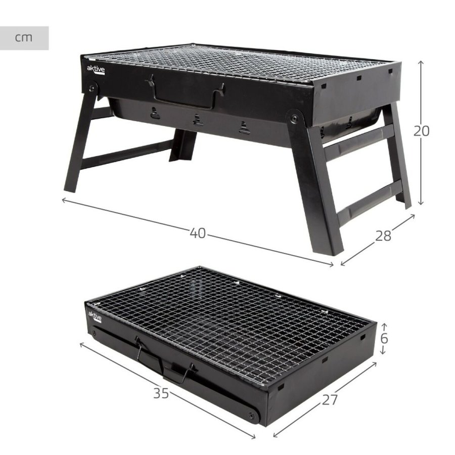 Havegrill Transportabel Aktive Rektangulr Sort Stl 40 x 20 x 28 cm #17