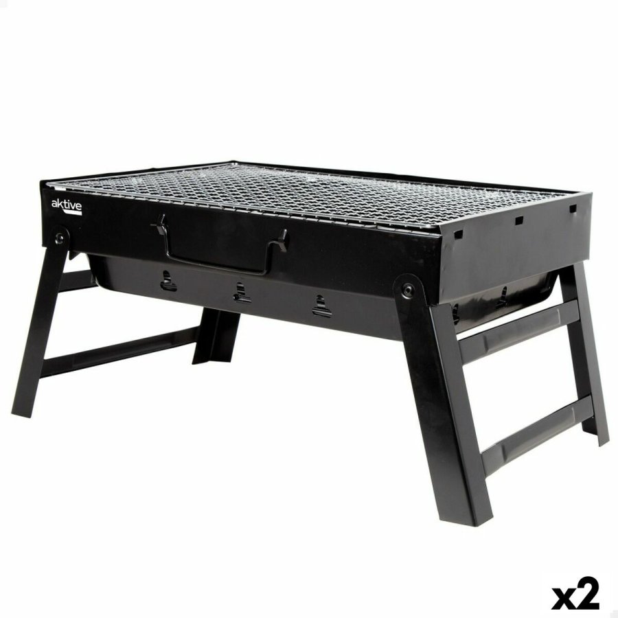 Havegrill Transportabel Aktive Rektangulr Sort 50 x 23 x 30 cm (2 enheder) #1