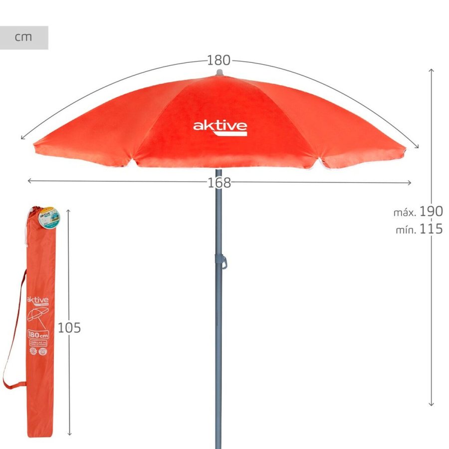 Parasol Aktive Koral � 180 cm 180 x 187 x 180 cm 180 x 190 x 180 cm UV50 (12 enheder) #5