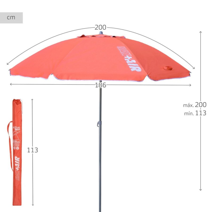 Parasol Aktive Koral � 200 cm 200 x 200 x 200 cm 200 x 198 x 200 cm UV50 (6 enheder) #5