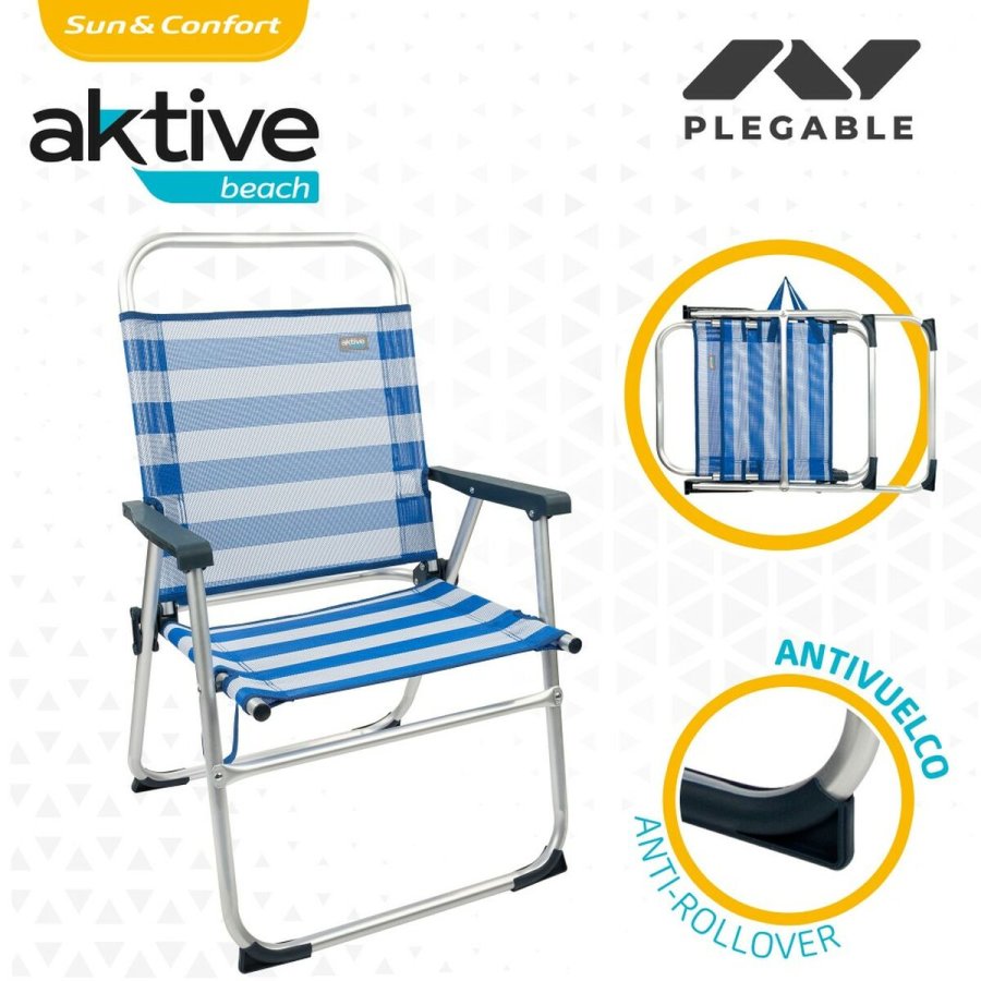 strandstol Aktive Bl Hvid 48 x 88 x 50 cm Aluminium Foldbar (4 enheder) #4