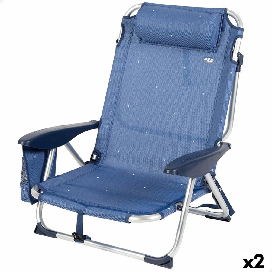 strandstol Aktive Foldbar Marinebl 51 x 76 x 45 cm (2 enheder) #1