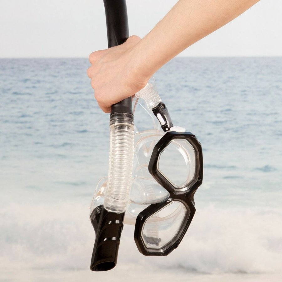 Snorkel beskyttelsesbriller og rr AquaSport Sort Voksne (2 enheder) #5