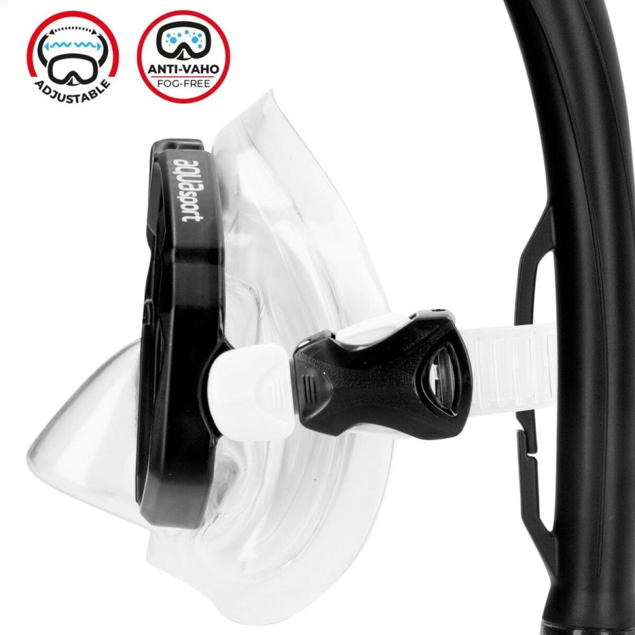 Snorkel beskyttelsesbriller og rr AquaSport Sort Voksne (2 enheder) #7