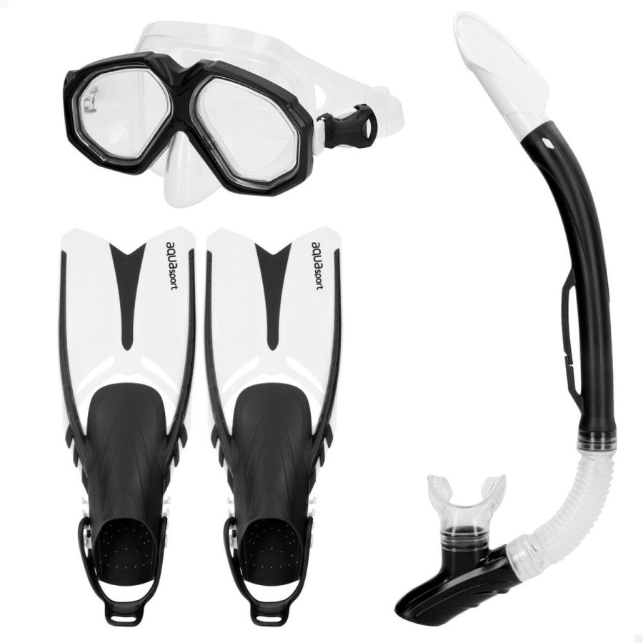 Dykkerbriller med Snorkle og Finner AquaSport Sort Voksne (2 enheder) #3