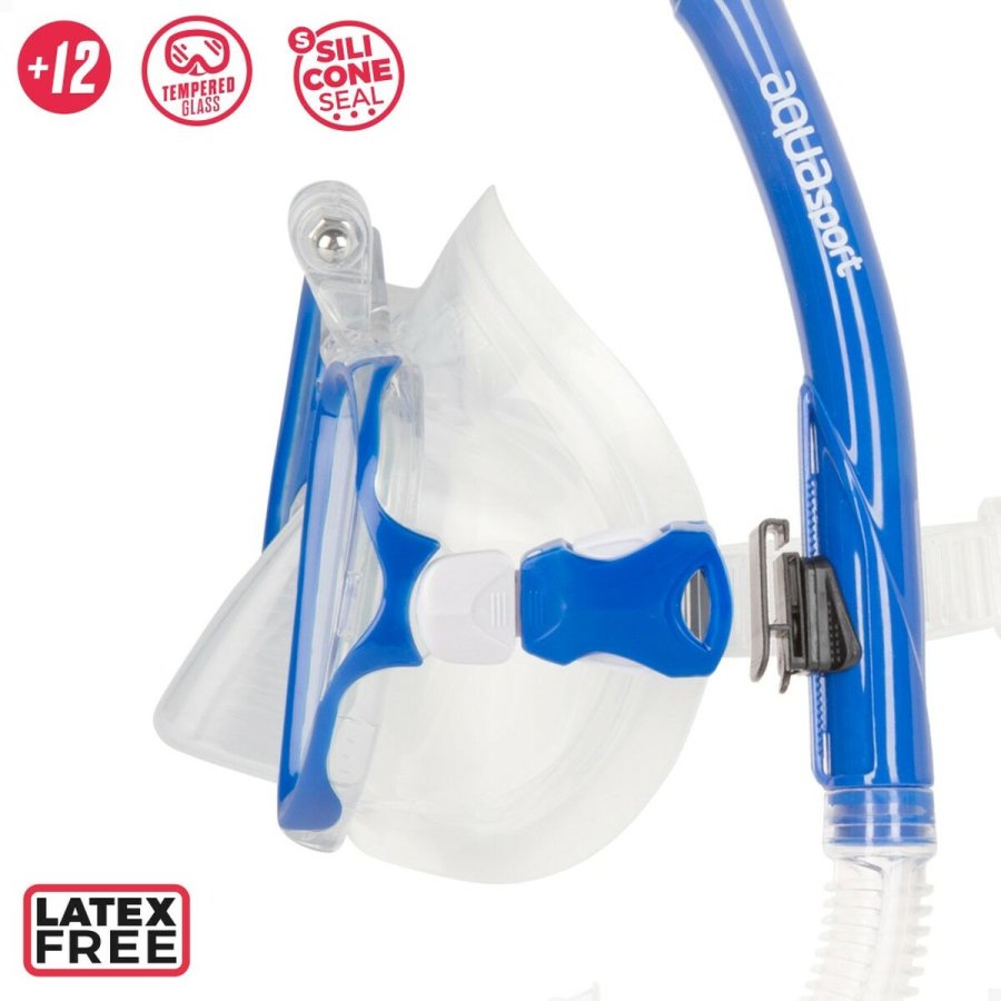 Snorkel beskyttelsesbriller og rr AquaSport Bl Voksne (2 enheder) #4