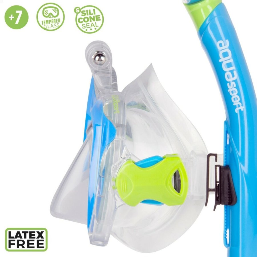 Snorkel beskyttelsesbriller og rr til brn AquaSport Bl (2 enheder) #7