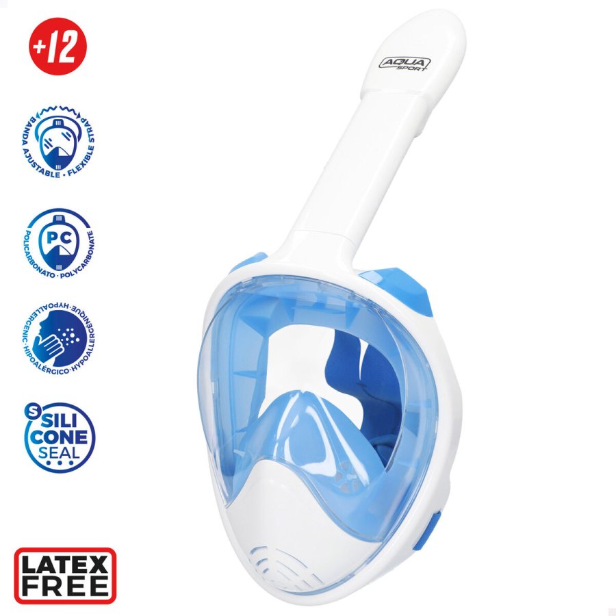 Snorkelmaske med sportskamerasttte AquaSport Bl Hvid (4 enheder) #4