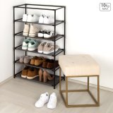 Skostativ Max Home Sort Gr� Metal Tekstil 60 X 90 X 30 CM (6 enheder) #3