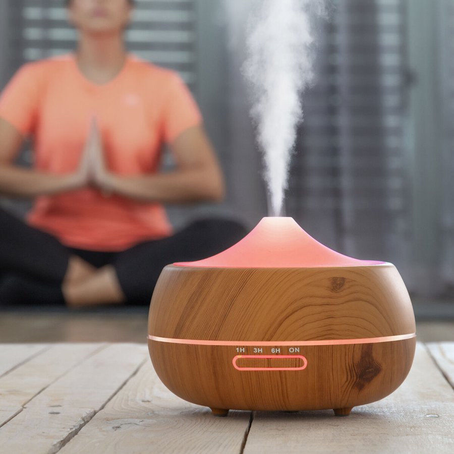 Aroma befugtningsapparat med flerfarvet LED Wooden-Effect InnovaGoods #1